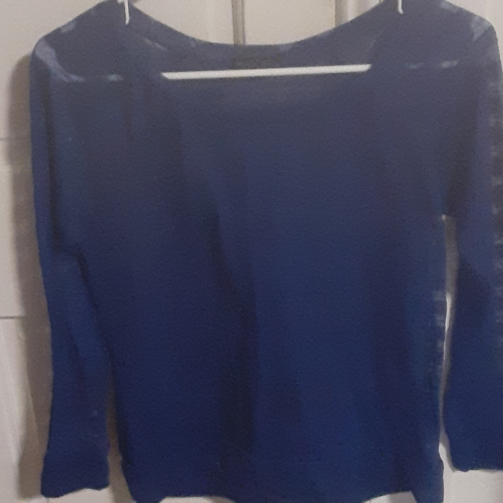 Mascara large sheer striped blue shirt